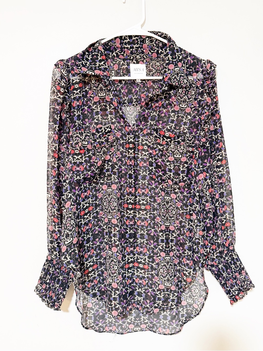 Misa Los Angelos button down chiffon floral
blouse size small